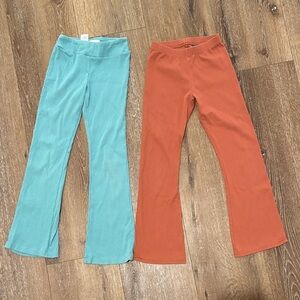 Kids Flared Pants Set - Teal and Orange